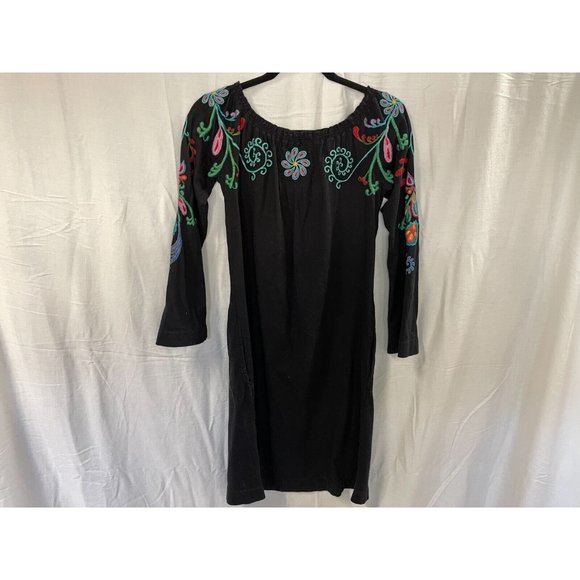 Johnny Was JWLA Black Embroidered Dress Long Sleeve Womens Small Cowgirl Western - Picture 5 of 6